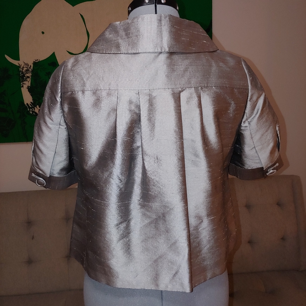 Loft silk shantung metallic cropped jacket NWOT - Picture 6 of 12